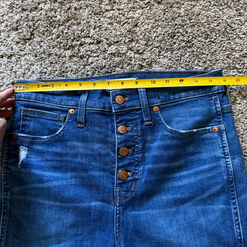 Madewell 10 High-Rise Skinny Jeans Blue Button Fly Distressed J7914 Womens 28 - Picture 10 of 13